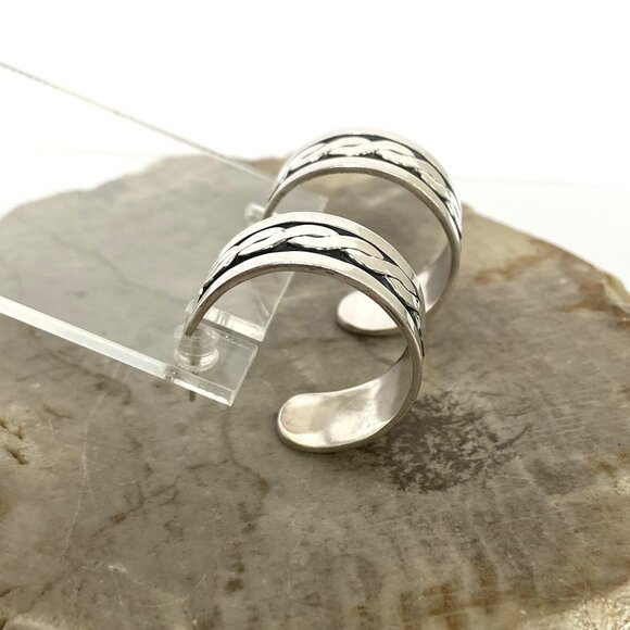 VTG Sterling Silver 925 Taxco Mexico Infinity 10MM Wide 1" Hoop Earrings - Picture 12 of 16